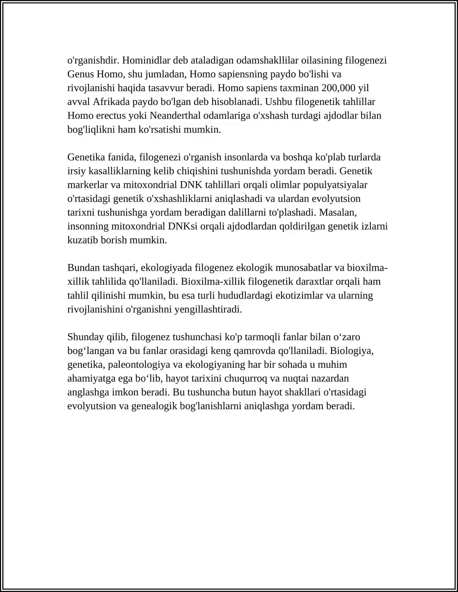 FILOGENIZ VA ONTOGENEZ HAQIDA TUSHUNCHA 4