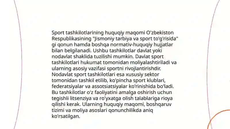 Sportda huquqiy ta'lim Tashmatova Diyora 4