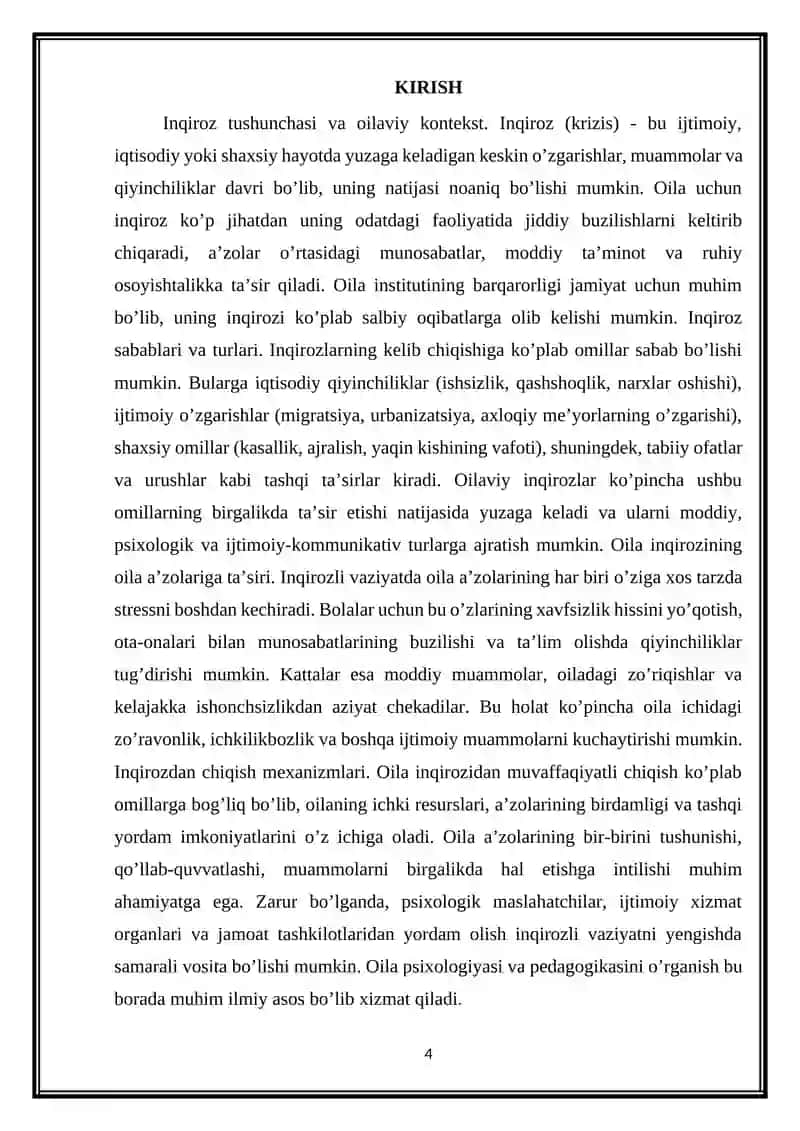 Inqirozlikni boshdan  kechiryotgan oila 4