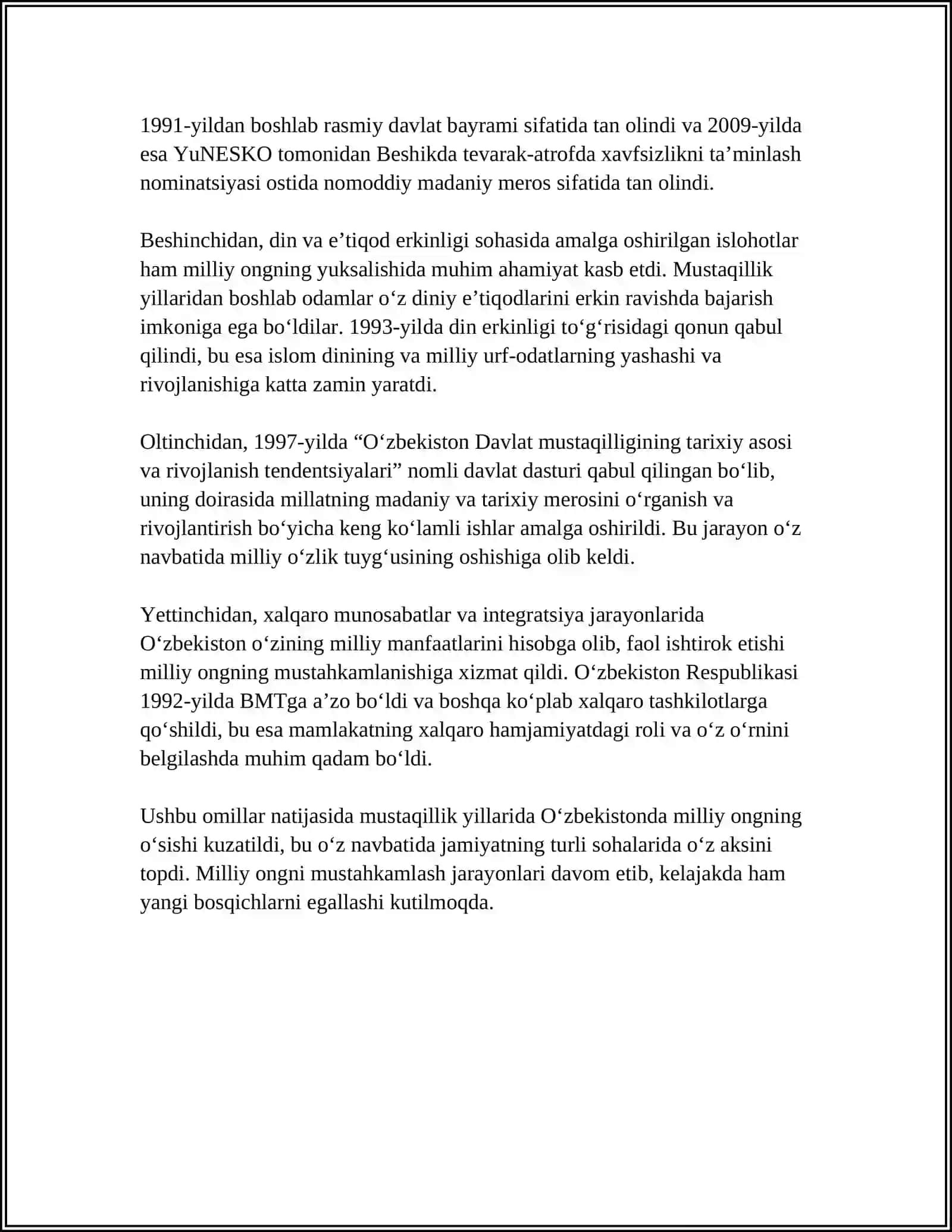 MUSTAQILLIKA ERISHISH ARAFASIDA O'ZBEKISTONDAGI IJTIMOIY-SIYOSIY JARAYONLAR 4