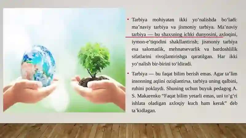 Tarbiya insonnikomillikka eltuvi chi ilm sifatida 4
