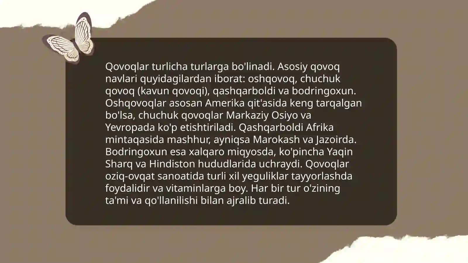 Qovoqdoshlar navlari haqida 4