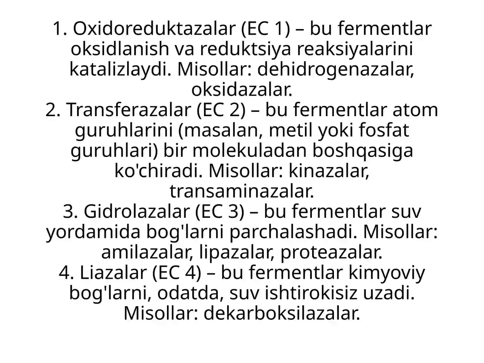 Fermentlar klassifikatsiyasi nomenklaturasi 4