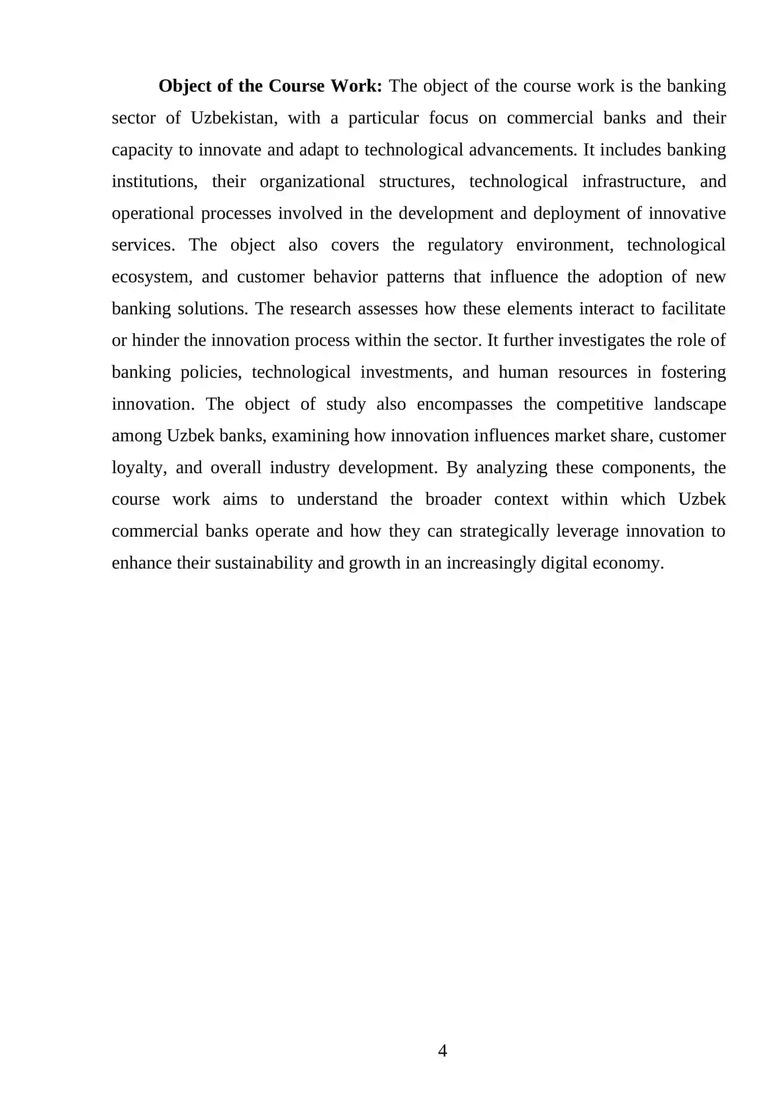WAYS OF INTRODUCING INNNOVATIVE BANKING SERVICES IN COMMERCIAL BANK OF UZBEKISTAN 4