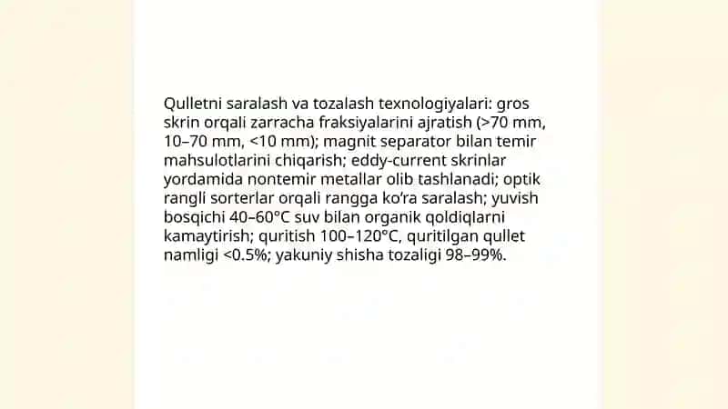 Shisha xomashyolariga ishlov berish, omixta tayyorlash 4