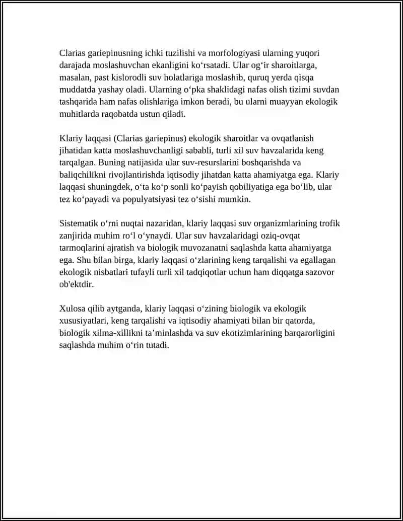 KLARIY LAQQASINING BIOLOGIK XUSUSIYATLARI 4
