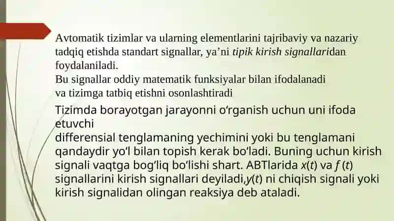 АVTОMАTIK BОSHQАRISH TIZIMLАRININGMАTЕMАTIK IFОDАSI 4