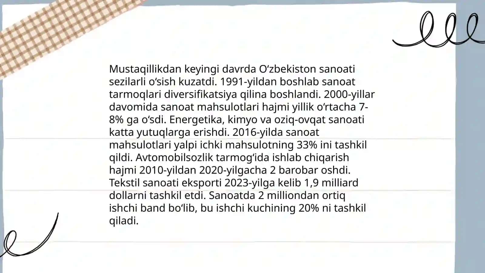 O'zbekiston mustaqilligining qishloq xojaligi va sanoatidagi tasiri 4