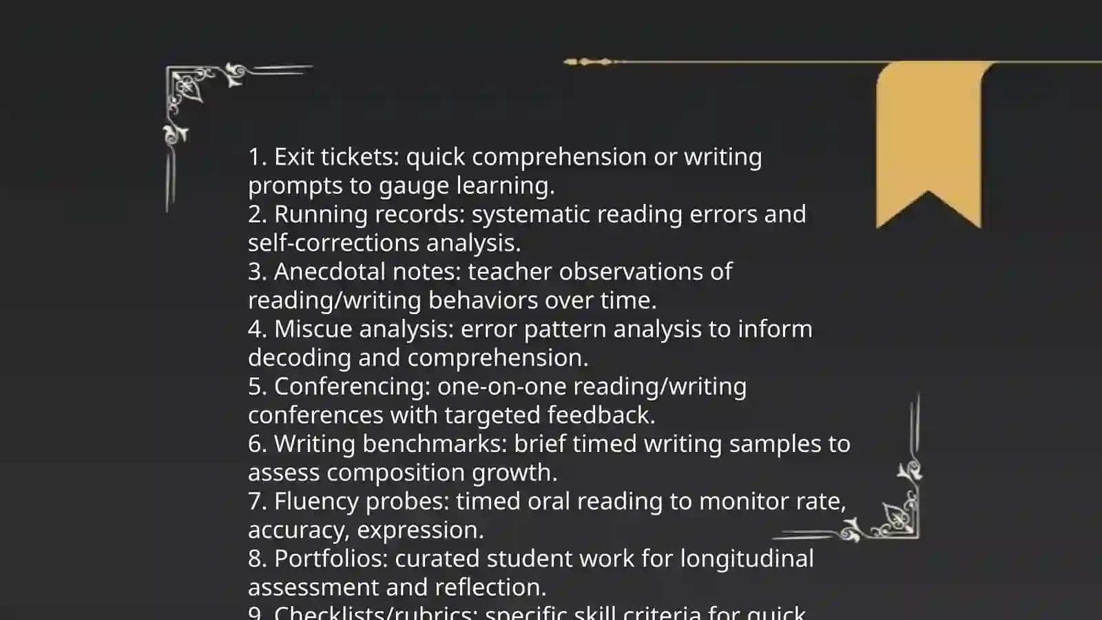 Various methods for Assessing Reading and writing 4