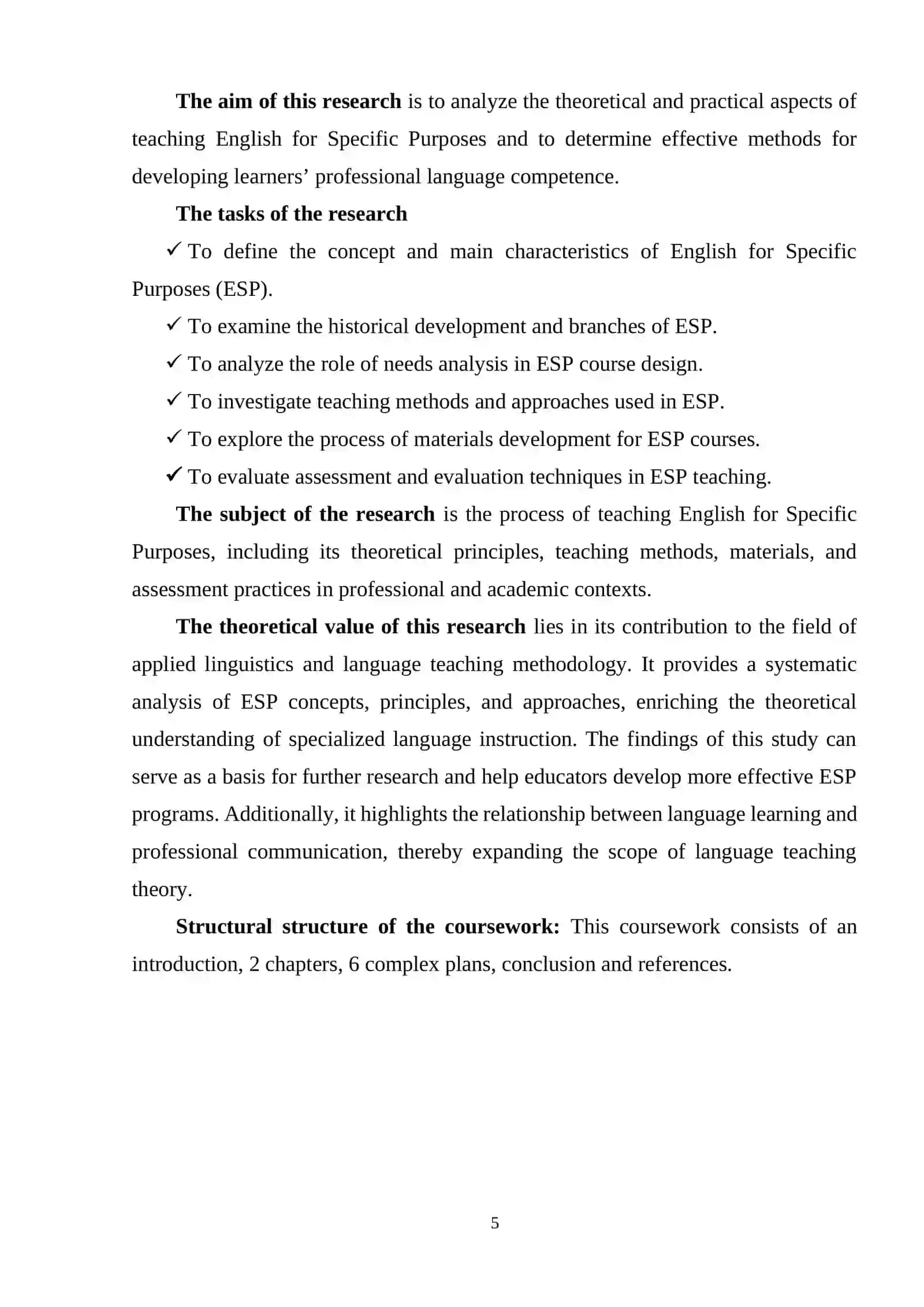 Teaching English for Specific Purposes (ESP) Theory and Practice 4