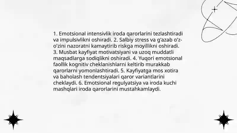 Iroda borasidagi nazariyalar Emotsional holatlar 4