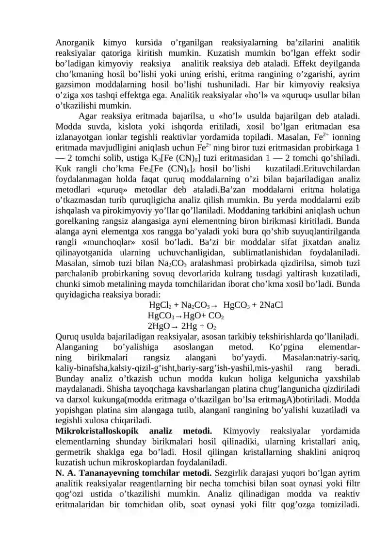 Analitik Kimyo Fanining Uslublari va Ionli Tenglamalar 4