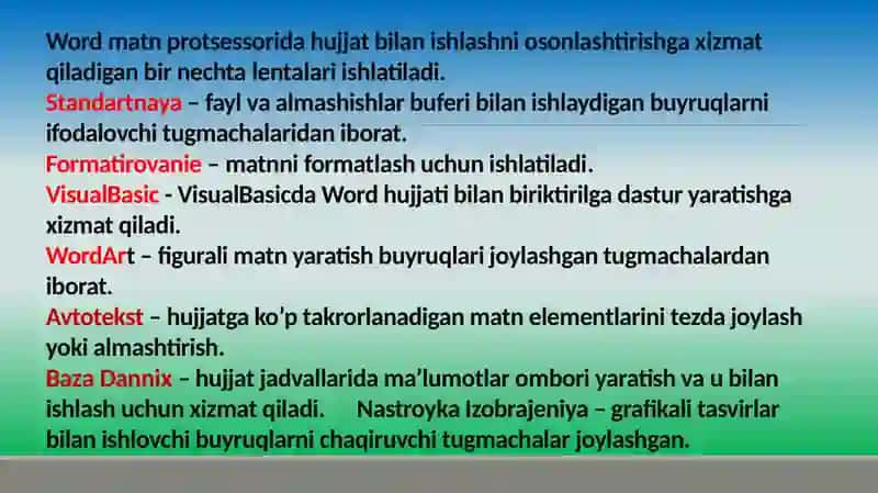 Word 2010 da hujjatlar yaratish va tahrirlash 4