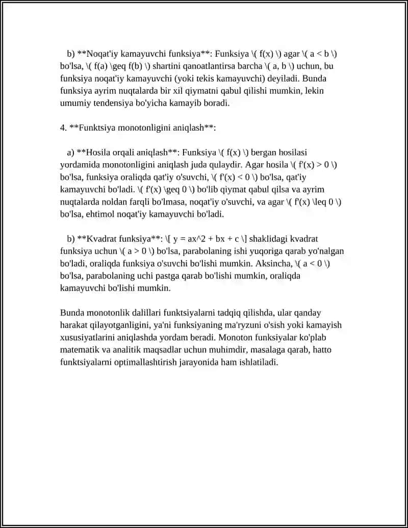 Funktsiyaning Monotonligi 4