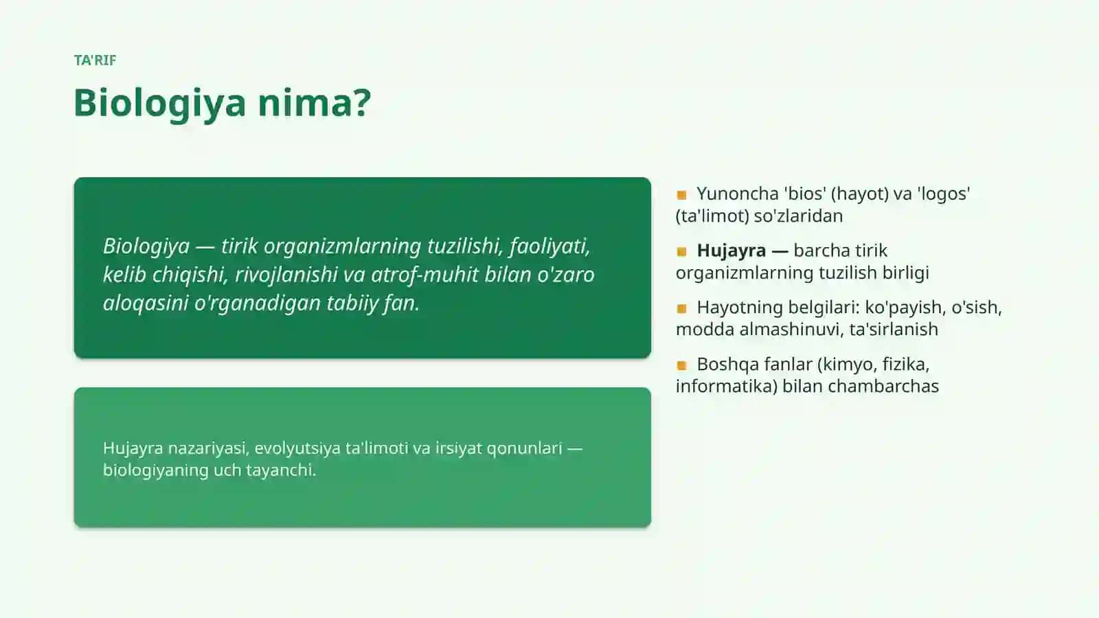 Biologiya — hayot haqidagi fan 4