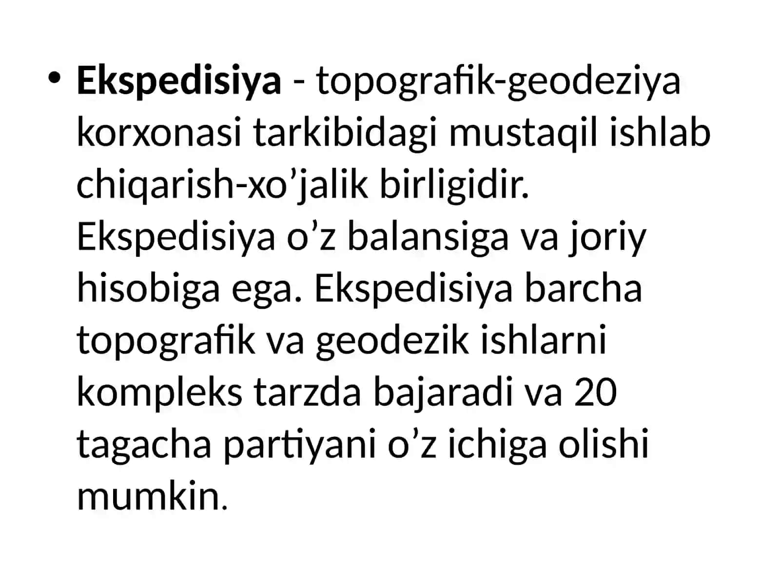 Topografo-geodezik ishlarni ekspedisiyalardatashkiletish 4