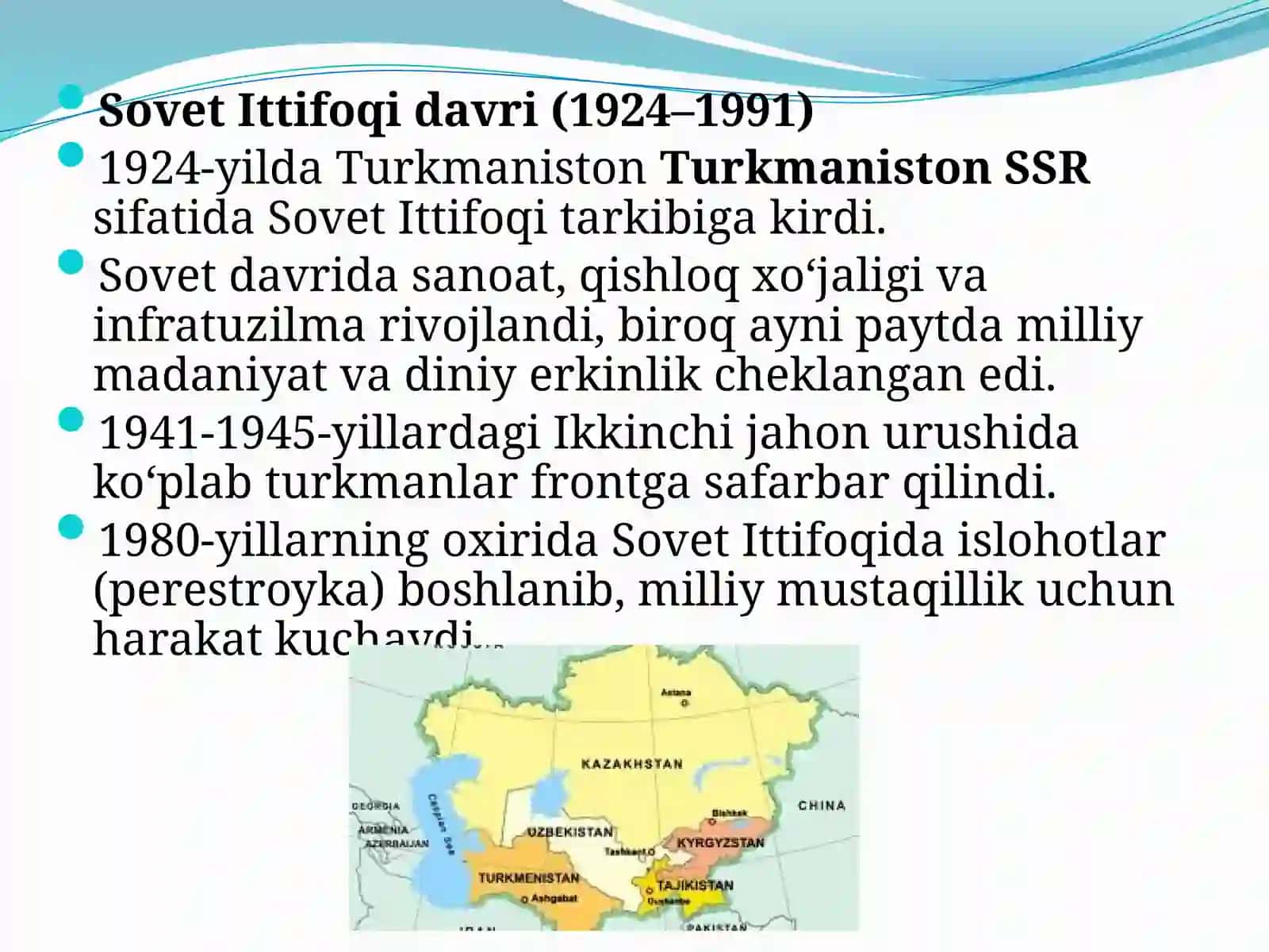 Turkmanistonning geografik joylashuvi va umumiy ma’lumot 4