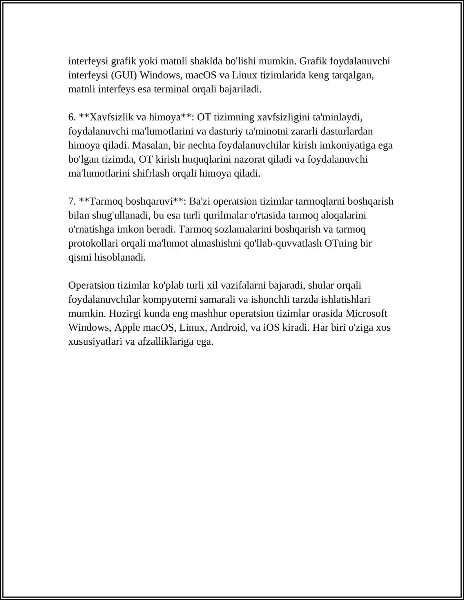 ZAMONAVIY OPERATSION TIZIMLARNING QIYOSIY TAHLILI 4