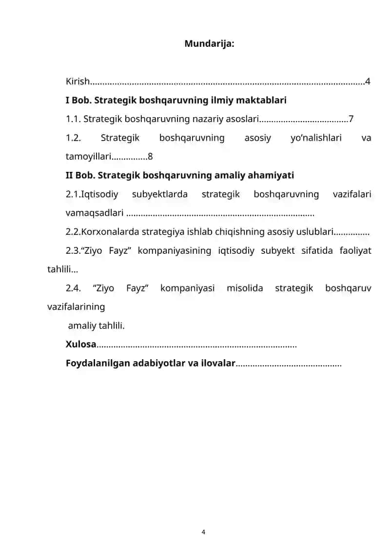 Strategik boshqaruvning vazifalari va maqsadlarini aniqlash 4