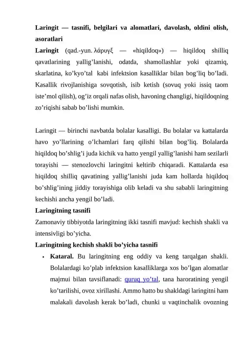 LARINGIT KASALLIGINING KELIB CHIQISH SABABLARI VA ASORATLARI 4