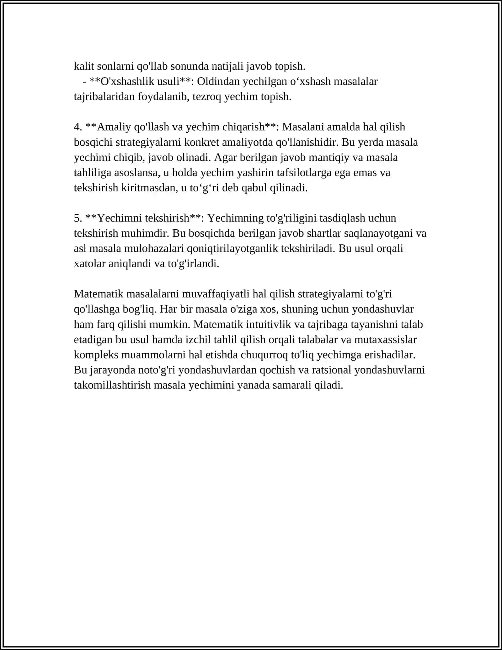 4 SINFDA MATEMATIKADAN OʻQUVCHILARNING BILISH FAOLLIGI 4