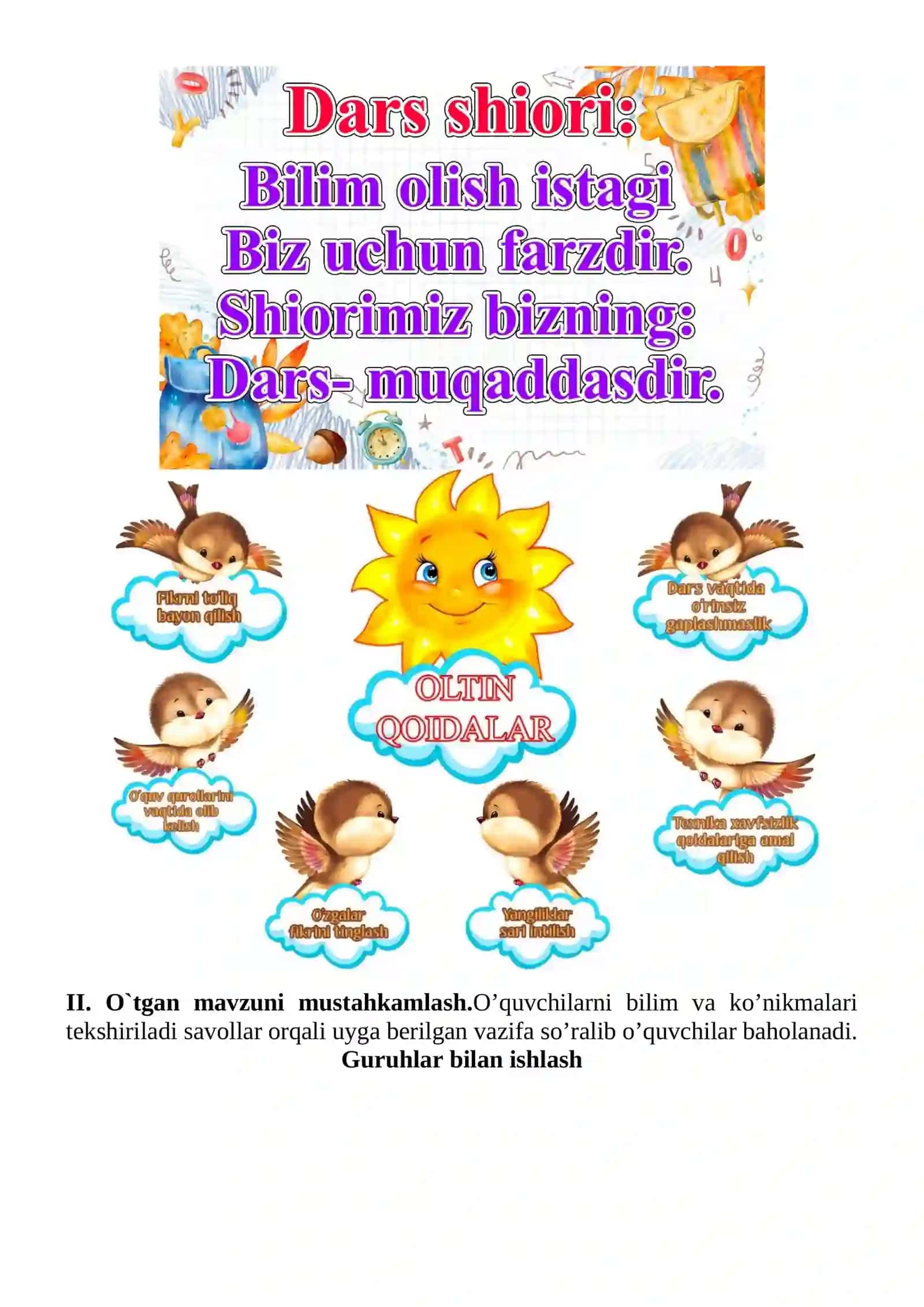 Kitoblar makoni 1-sinf o'qish savodxonligi dars ishlanmasi 4