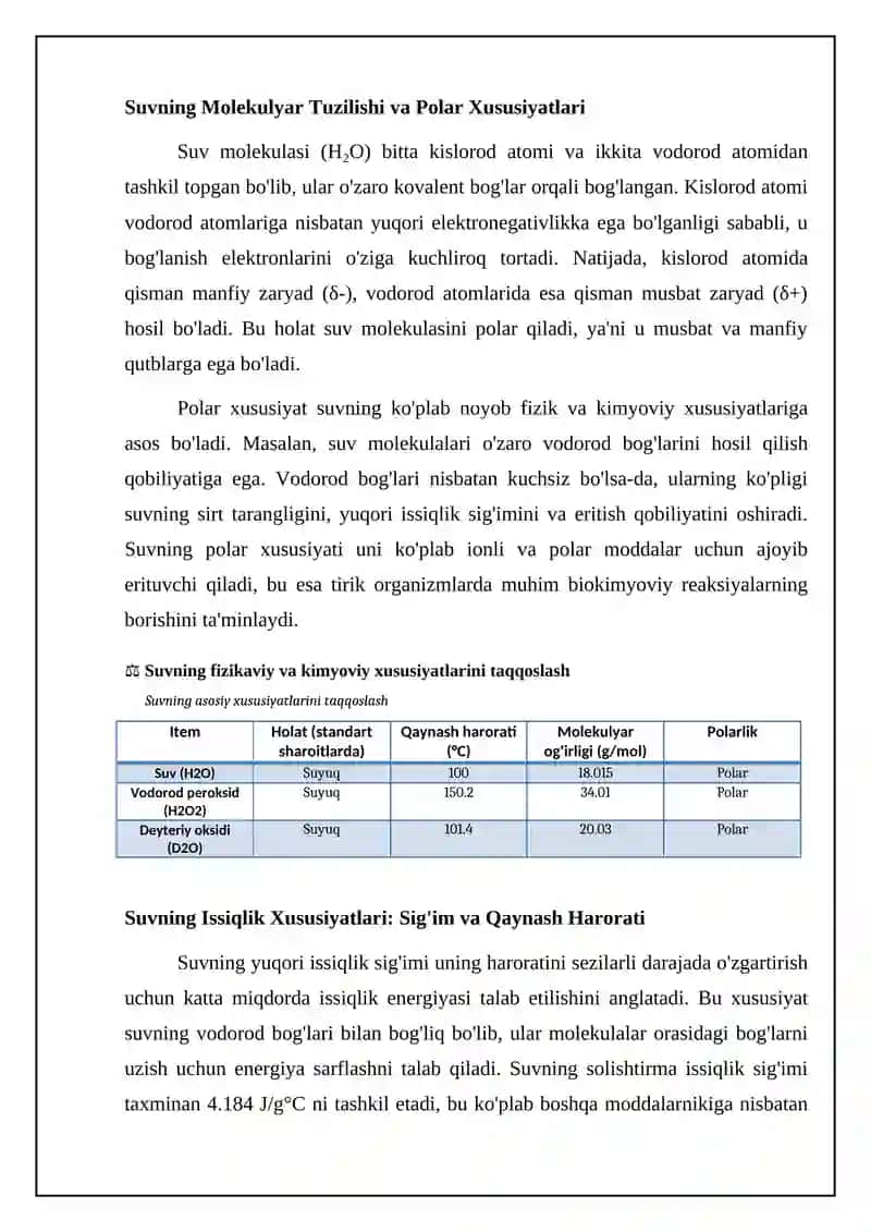 Suv Xususiyatlari 4