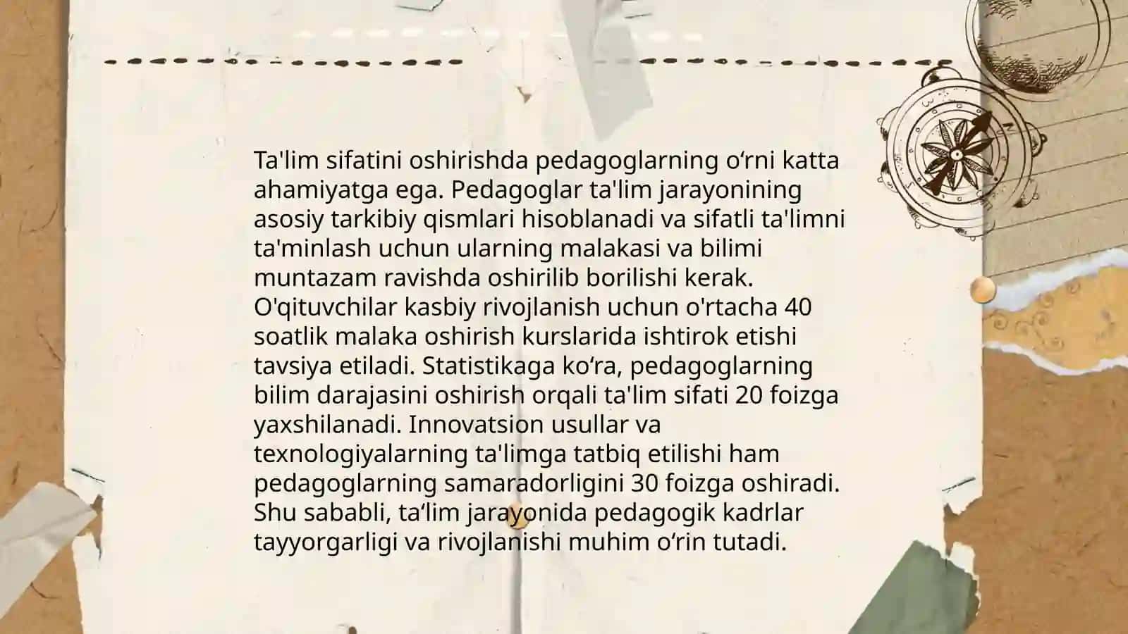 Tarbiyachi va pedagoglarni jamyatda tutgan oʻrni 4
