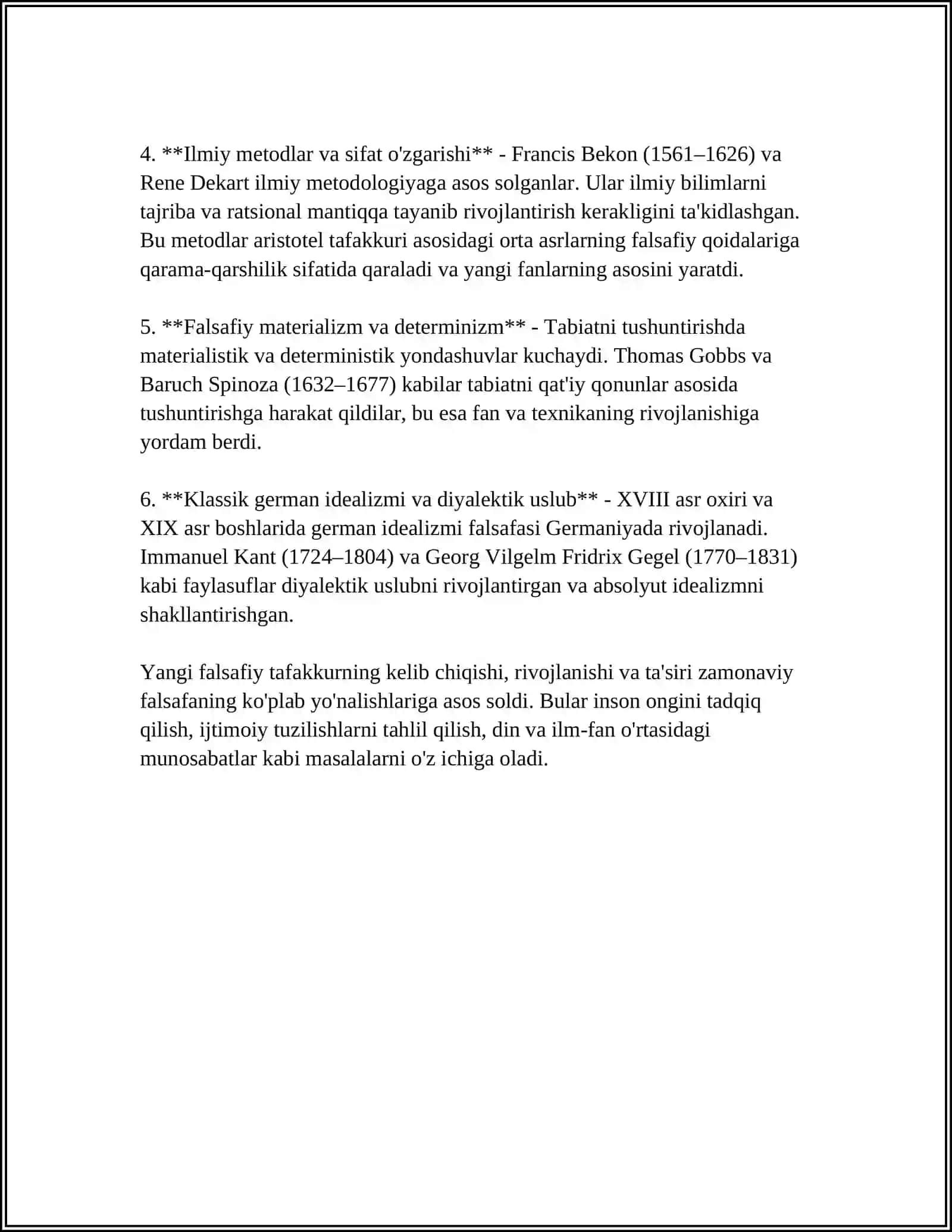 MUSTAQIL ISH Mavzu: YANGI FALSAFIY TAFAKKUR 4