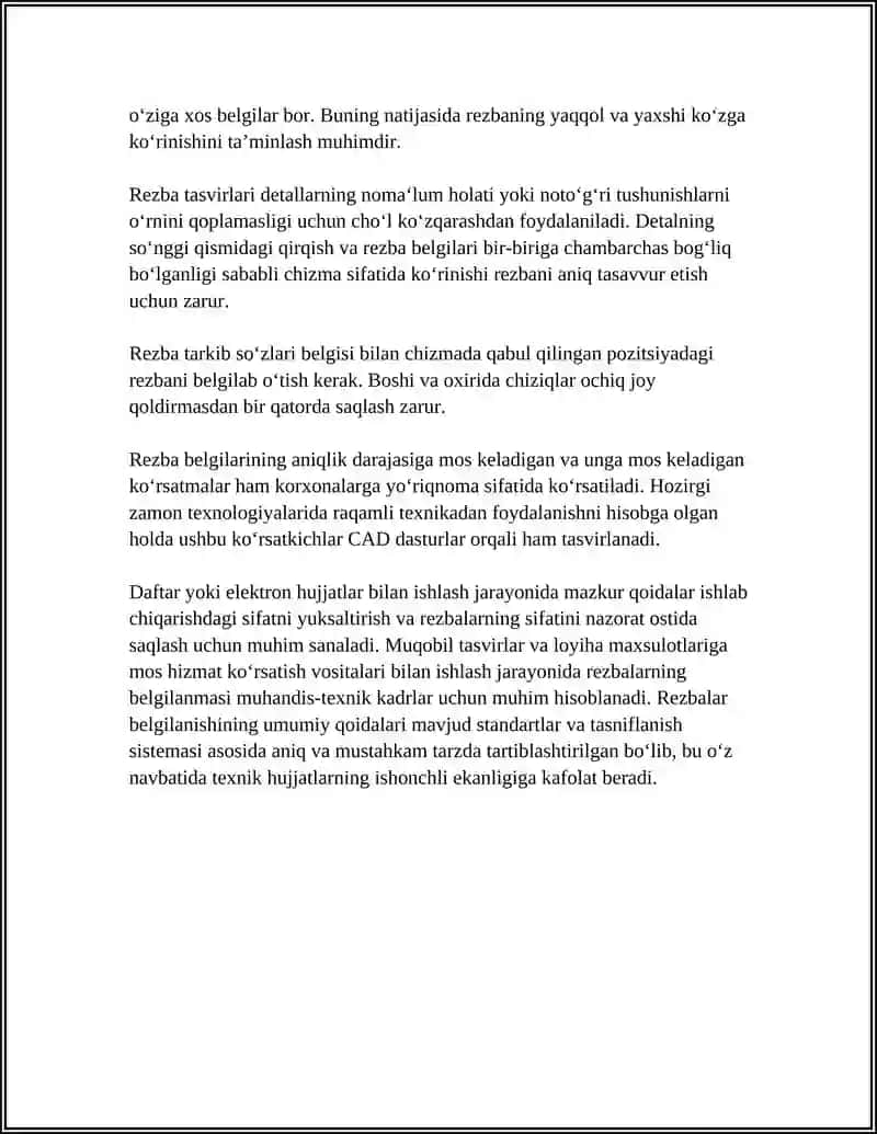 REZBALARNI CHIZMALARDA BELGILANISHI 4