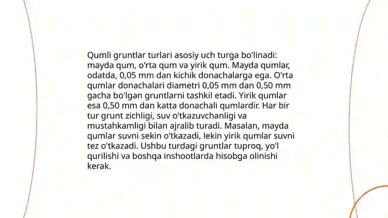 Qumli gruntlar donadorligi tarkibi 4