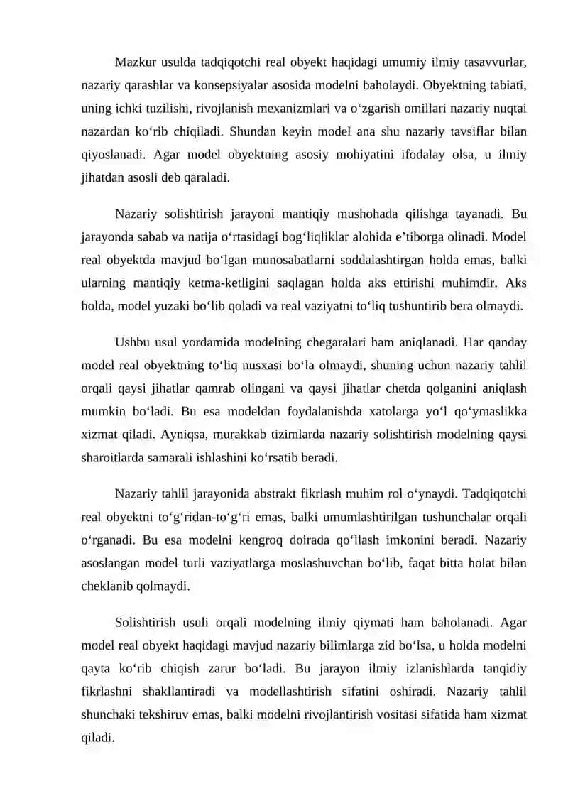 Modellarning real obektga nisbatan monandligini aniqlash usullari 4