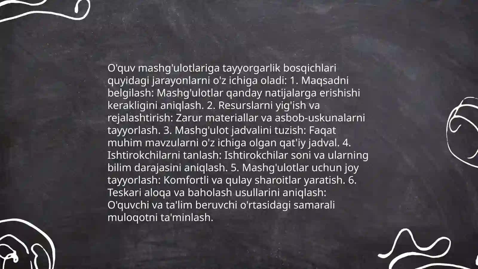 Mashg'ulotlarga tayyorlanish metodikasi 4