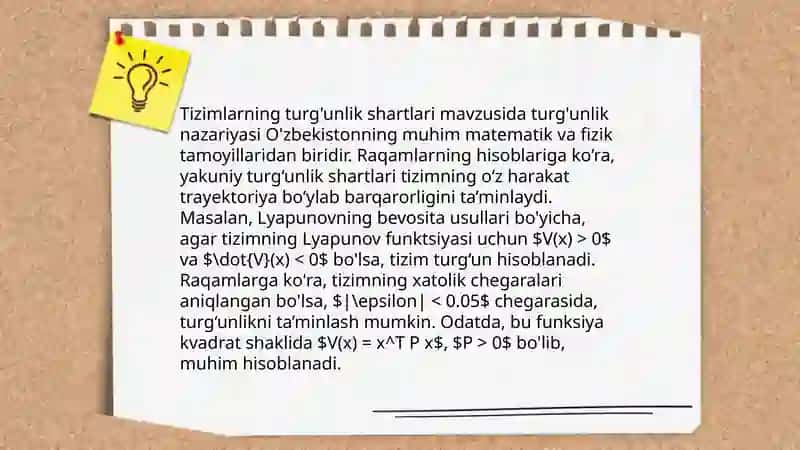 Nostatsionar sistemalar turg'urligi 4