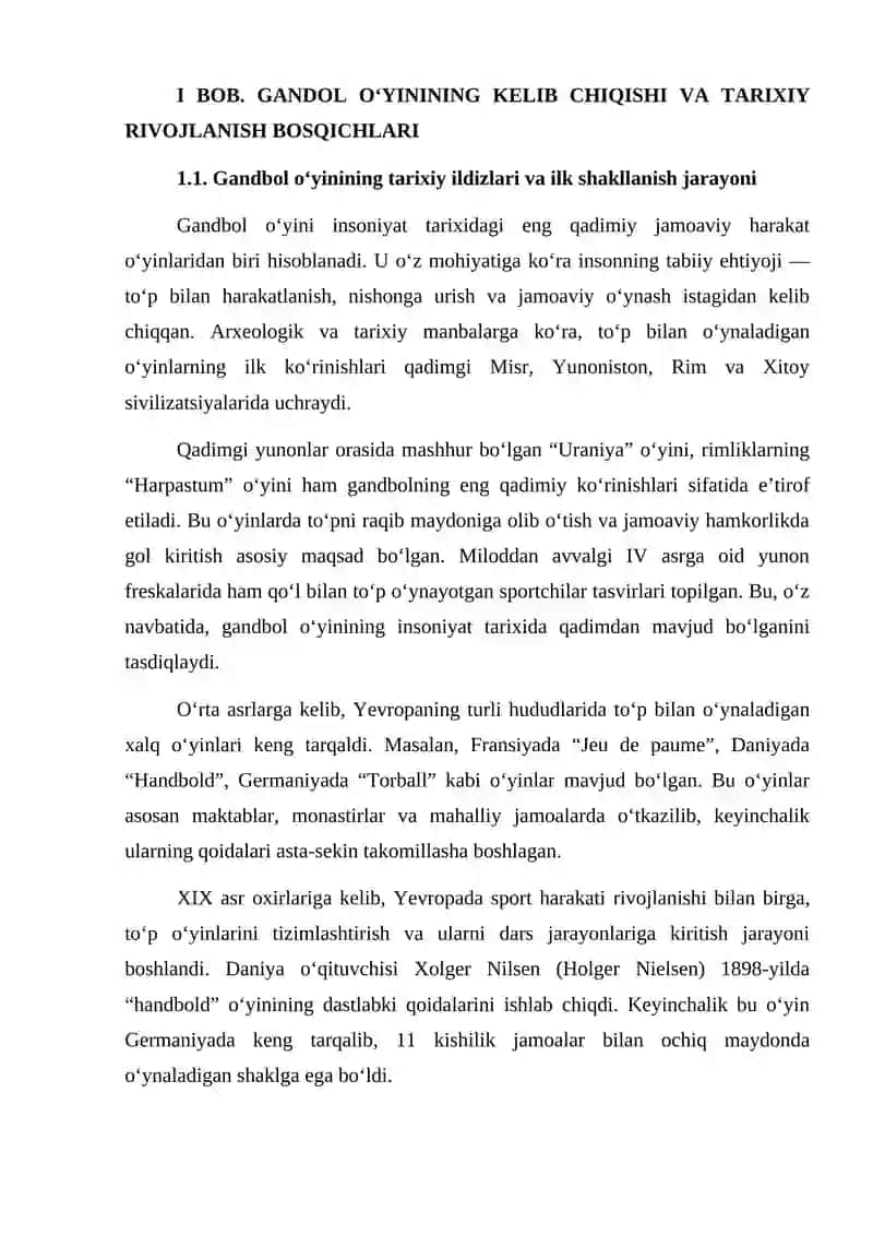 Gandbol o'yinining kelib chiqishi, qoidalari va rivojlanish tarixi 4
