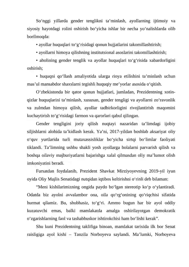 Gender Tengligi va Ayollar 4