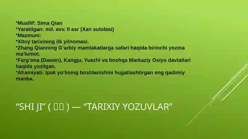 BUYUK IPAK YO‘LI BO‘YICHA XITOY MANBALARI 4