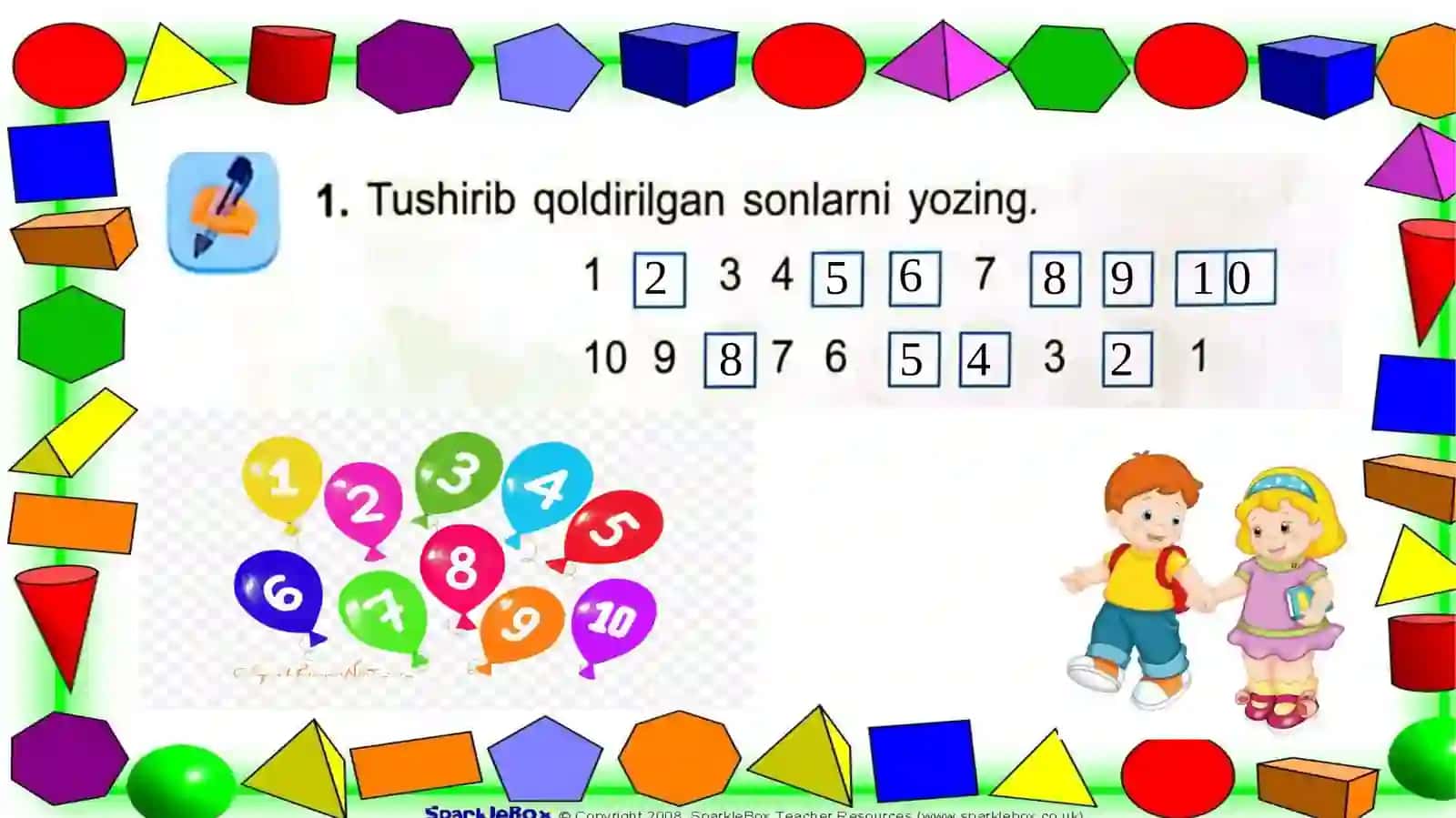 1-sinf MATEMATIKA fanidan “1dan 10 gacha bo‘lgan sonlar ” mavzusida taqdimoti 4