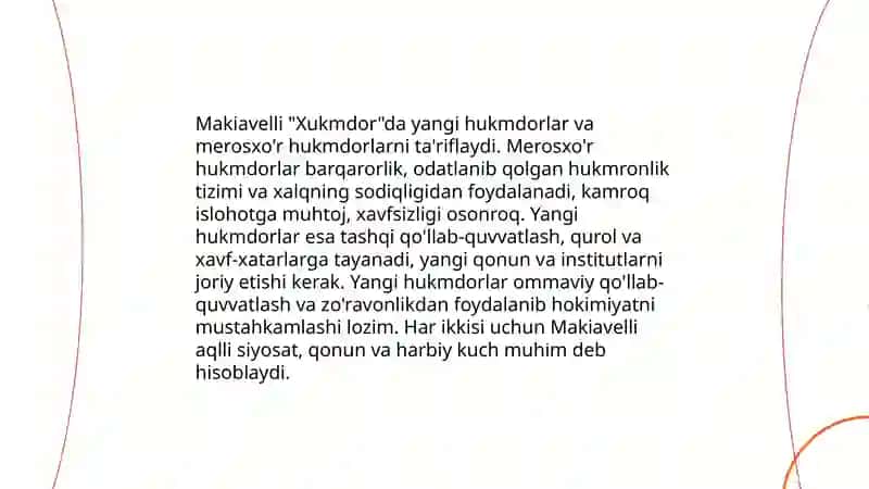 Makiavellining "Xukmdor" asari 4