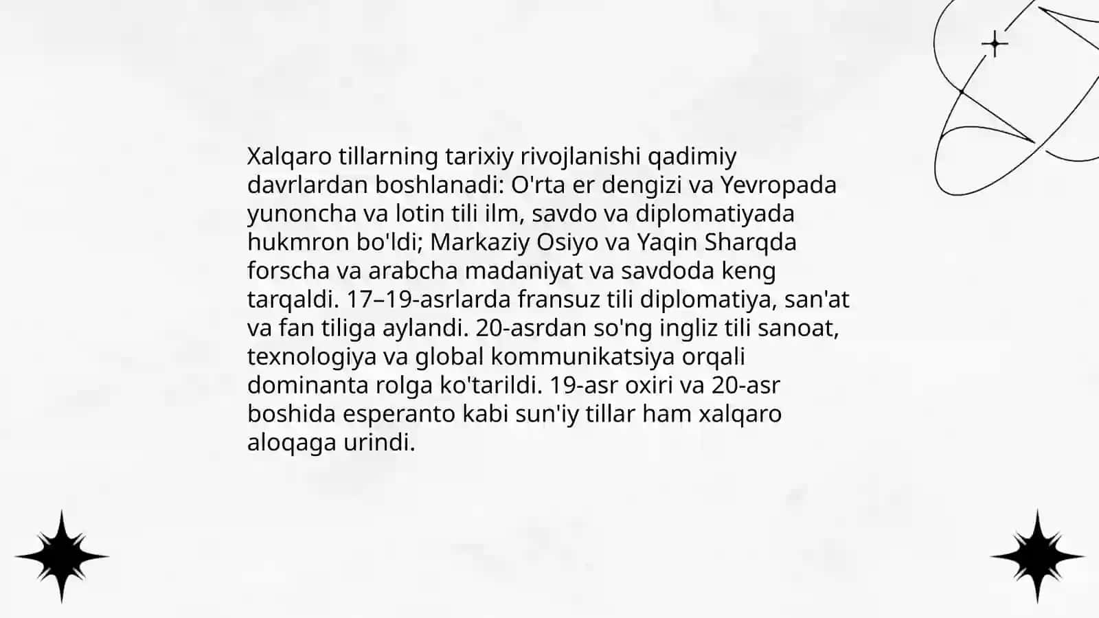 Millatlararo tillar, xalqaro tillar, sun’iy tillar 4