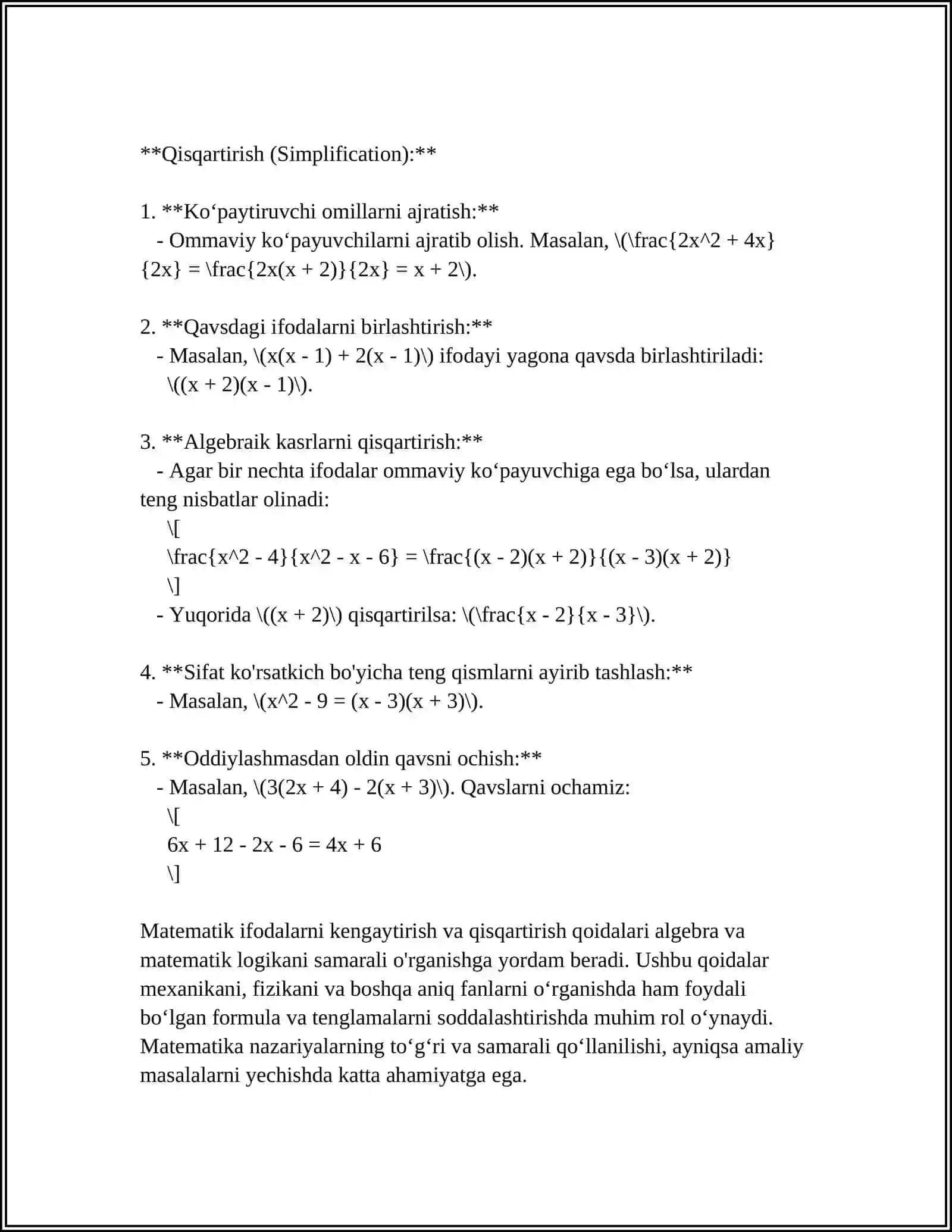 MATNNI KENGAYTIRISH VA QISQARTIRISH 4