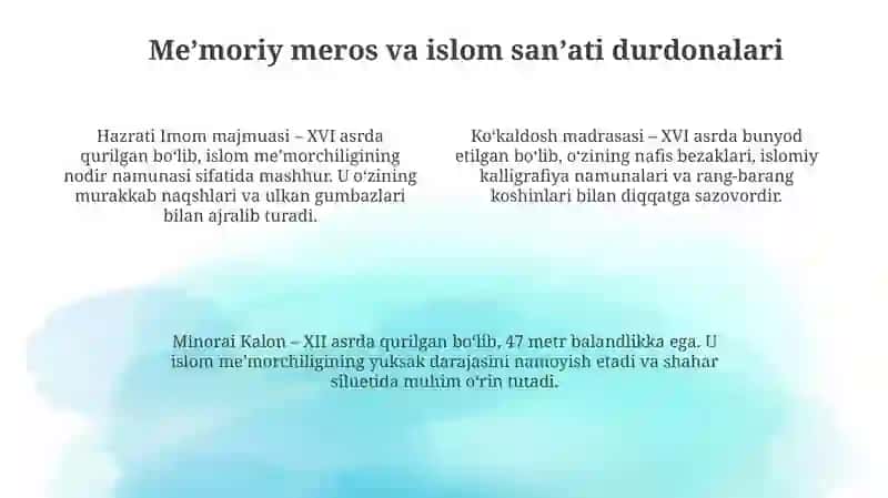 Toshkent – Islom madaniyati poytaxti: Tarix va meros 4