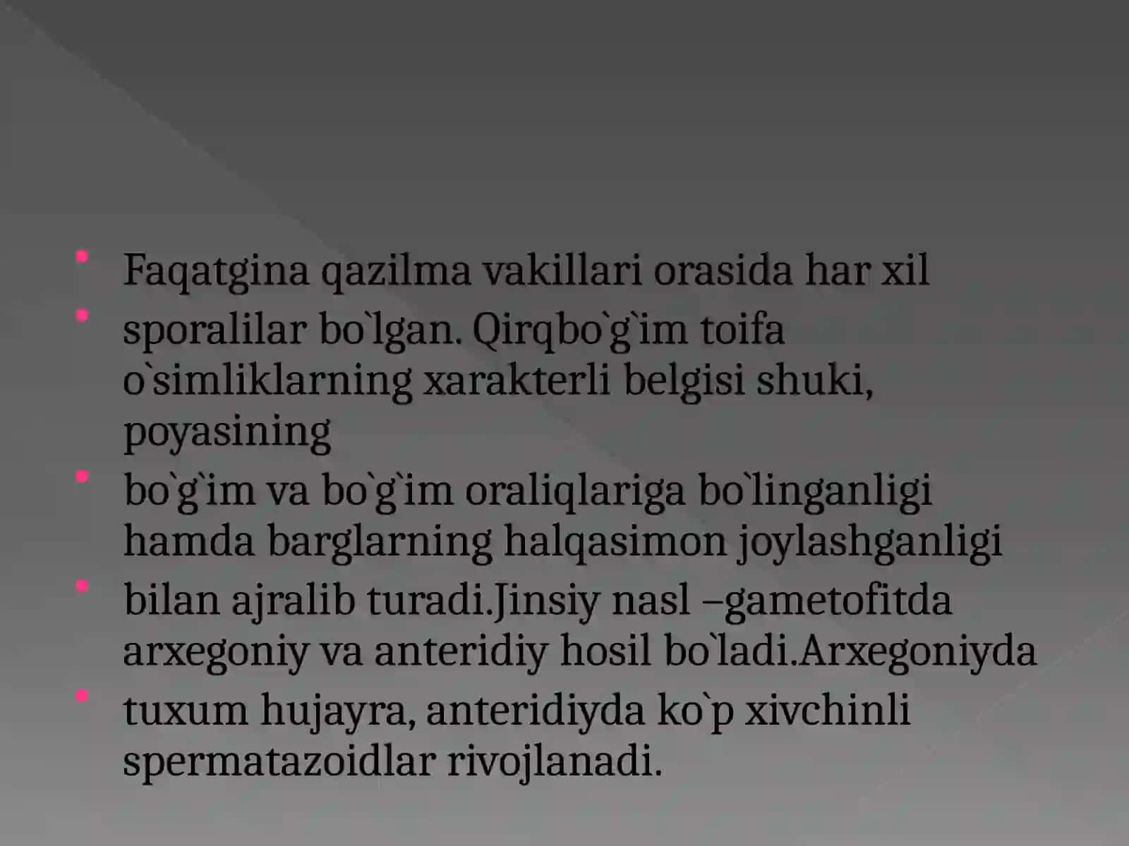 Qirqbo`g`imtoifalar bo`limi 4