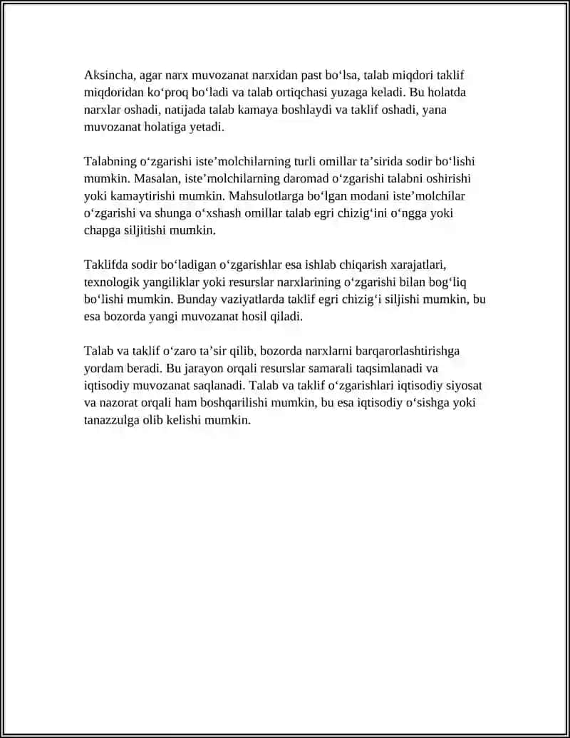 TALAB VA TAKLIFNING BOZORDAGI O'ZARO TA'SIRI 4