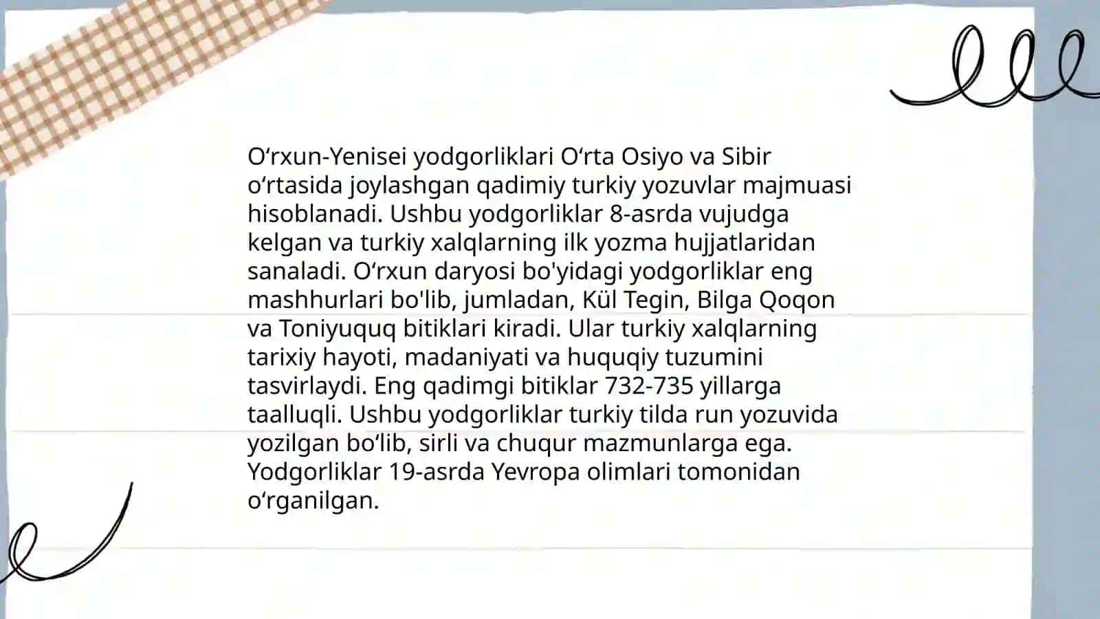 Oʻrxun yozuvi va uning yodgorliklari 4