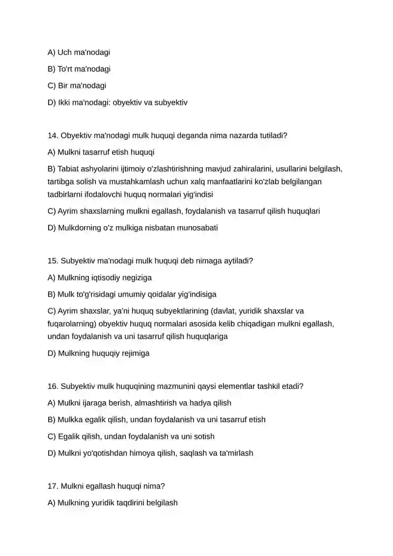 Mulk huquqidan 60ta test 4