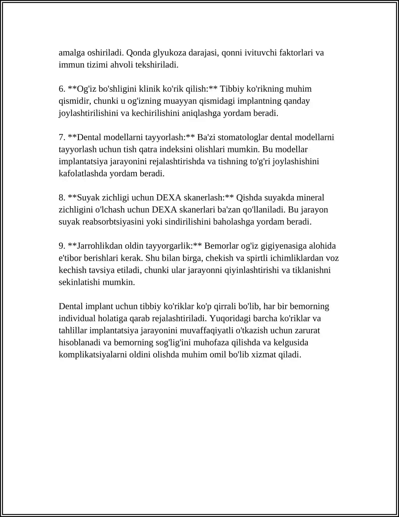 DENTAL IMPLANTLARGA QUYILADIGAN TALABLAR 4