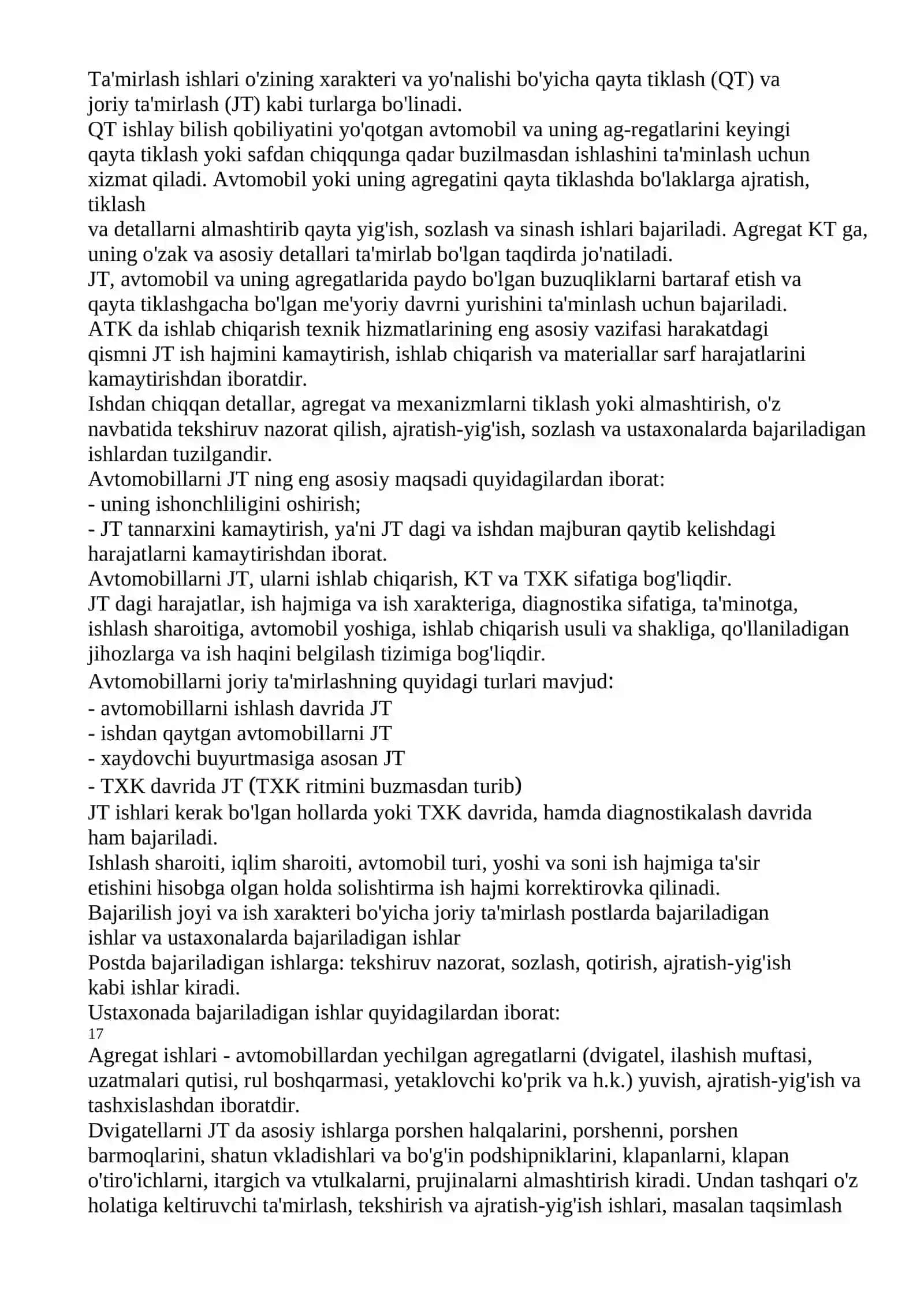 Автомобиллар техник эксплуатацияси 4