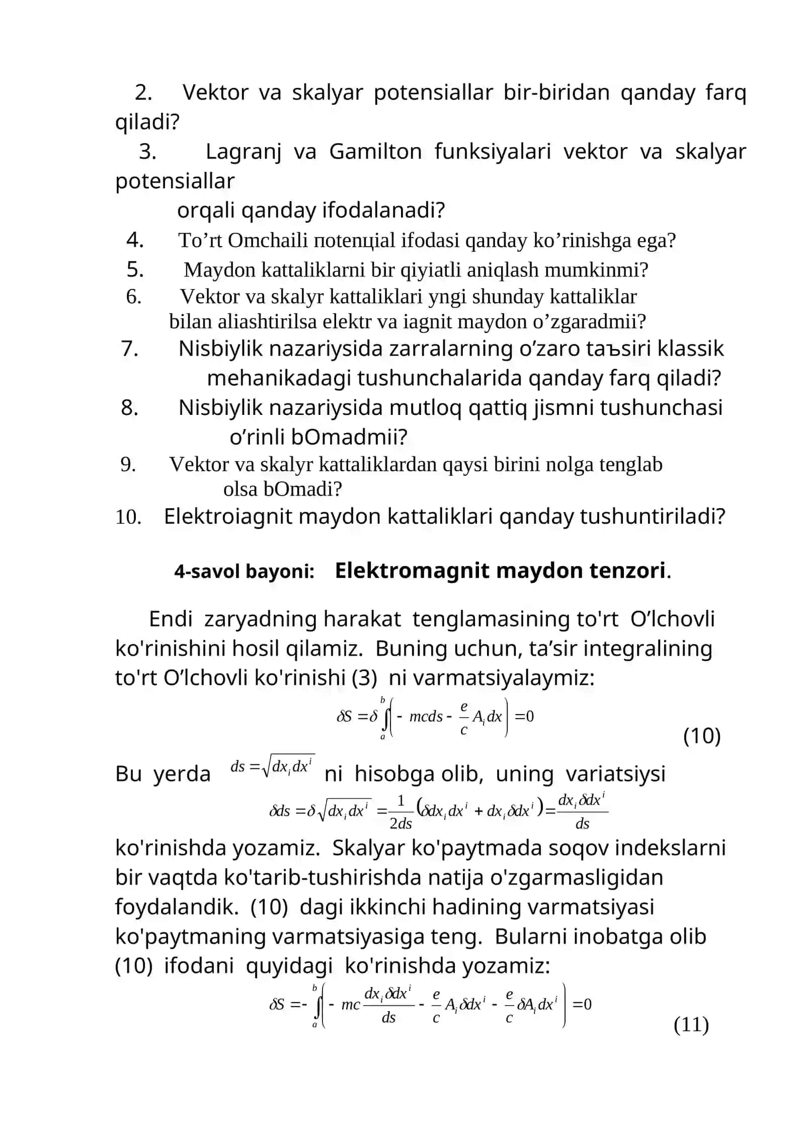 To’rt O’lcham potensial 4