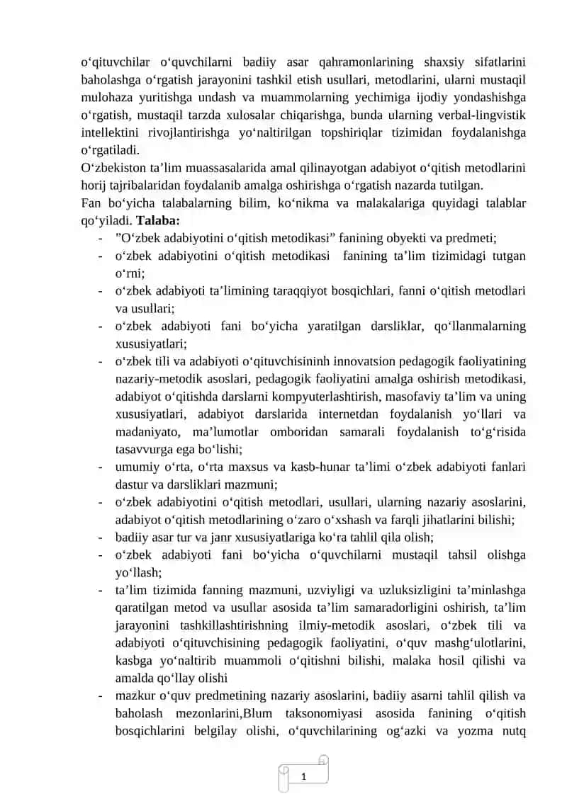 Oʻzbek adabiyotini oʻqitish metodikasi 4
